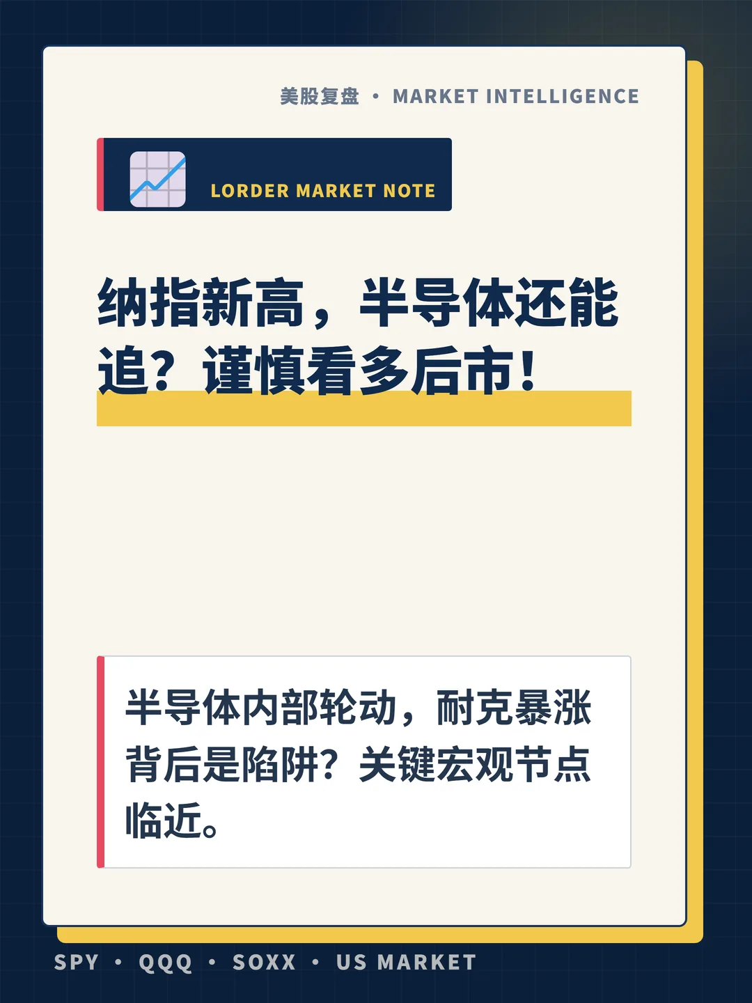 纳指新高，半导体还能追？谨慎看多后市！ 封面