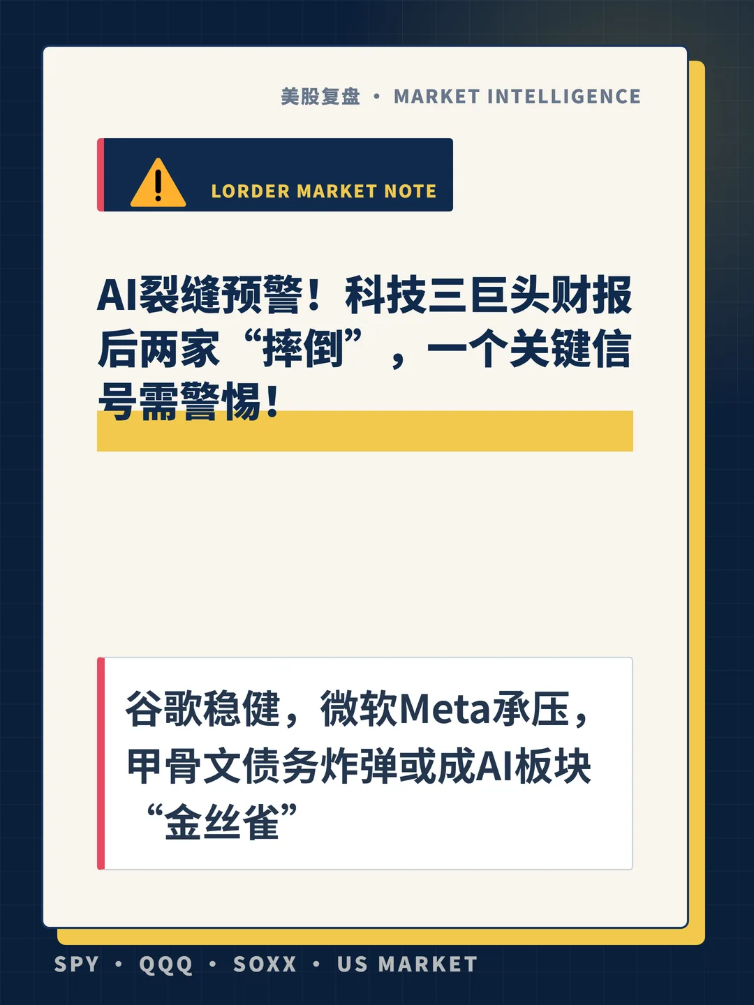 AI裂缝预警！科技三巨头财报后两家“摔倒”，一个关键信号需警惕！ 封面