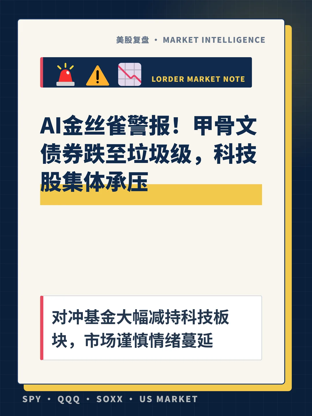 AI金丝雀警报！甲骨文债券跌至垃圾级，科技股集体承压 封面