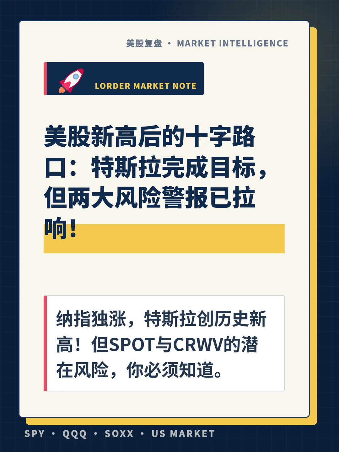 美股新高后的十字路口：特斯拉完成目标，但两大风险警报已拉响！ 封面