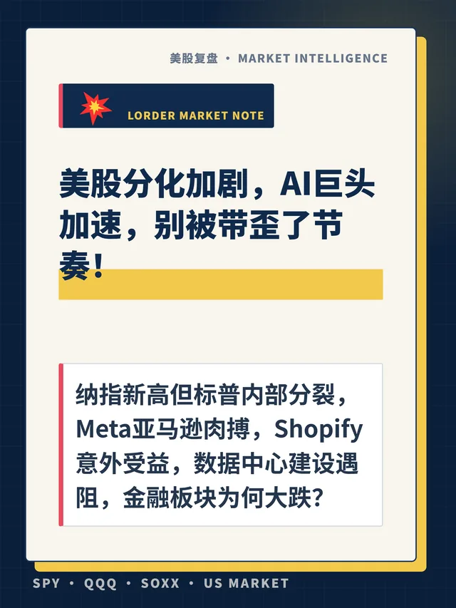 美股分化加剧，AI巨头加速，别被带歪了节奏！